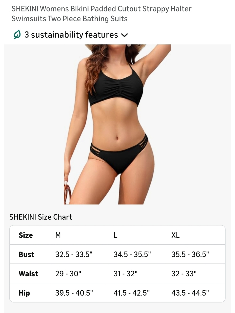 SHEKINI - Medium Black Strappy Halter Bikini Set - Picture 7 of 10